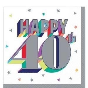 Beverage Napkins-40th Birthday-16pk-2ply