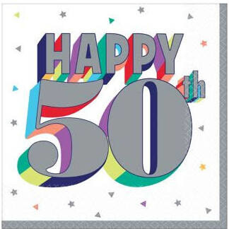 Luncheon Napkins-Here&#39;s To 50-16pk-2ply