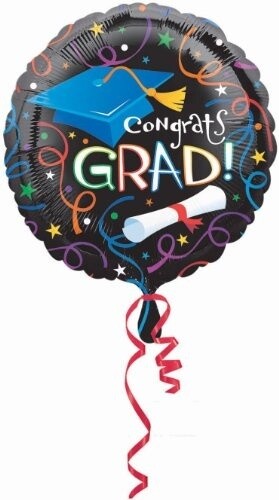 Foil Balloon-Congrats Grad Black