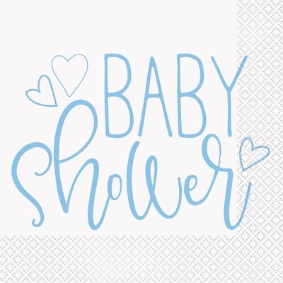 Luncheon Napkins-Blue Hearts Baby Shower-16pk-2ply