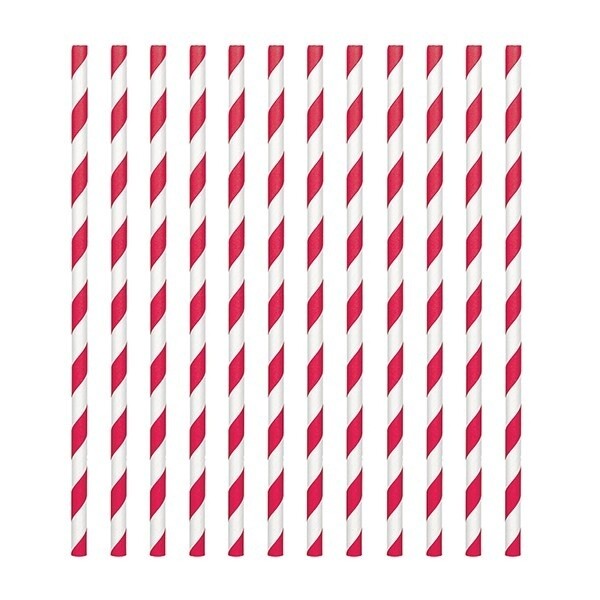 Paper Straws-Red and White Stripped-24pk