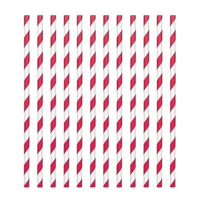 Paper Straws-Red and White Stripped-24pk