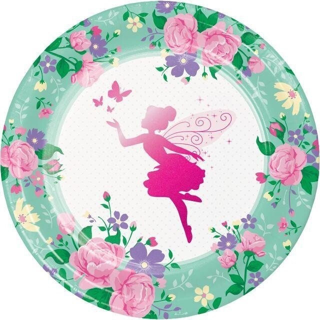 Luncheon Paper Plates-Floral Fairy Sparkle-8pk-8.75&quot;
