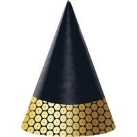 Hats - Cone - Gold Sequin - 8pk