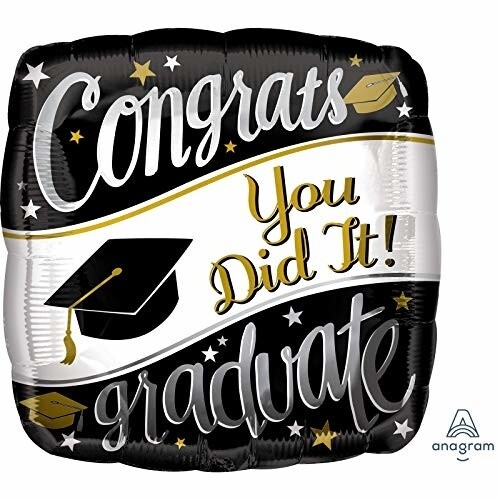 Foil Balloon-Congrats Grad Black &amp; Gold-17&#39;&#39;