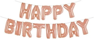Foil Balloon - Happy Birthday Air Filled Kit (13 Balloons) - Rosegold