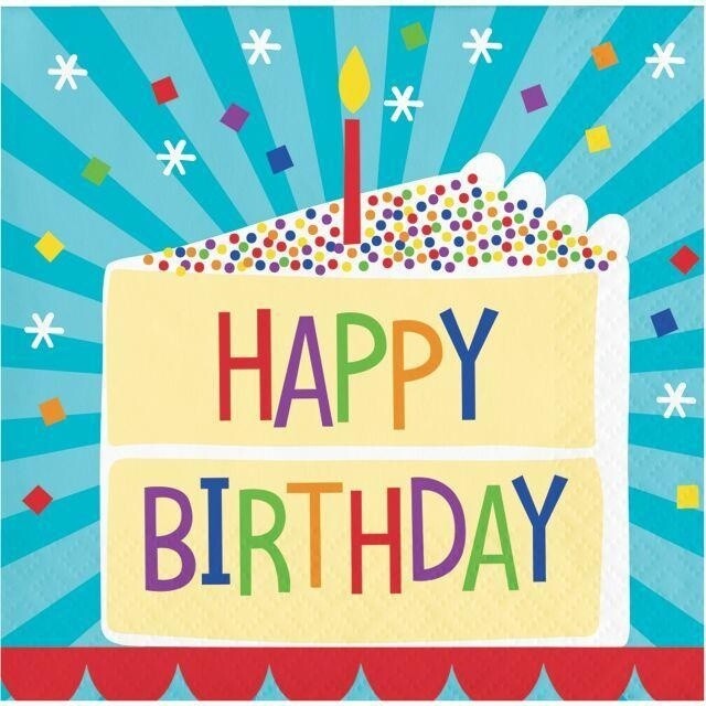 Beverage Napkins - Cake Birthday -16pk - 2ply