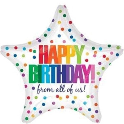 Foil Balloon - Happy Birthday From All of Us Dots - 19&quot; - 1pk