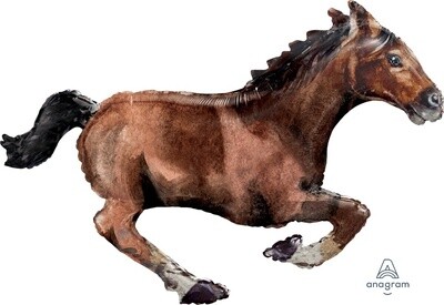 Foil Balloon-Dark Brown Racing Horse