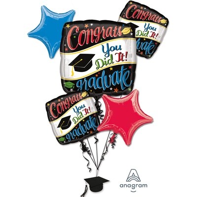 Foil Balloons - 5 Pack / Graduation / Weights included
