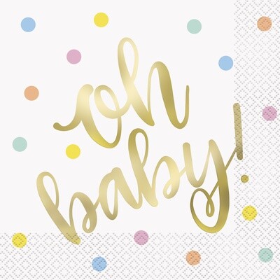Luncheon Napkins-Oh Baby!-Gold-16pk-2ply