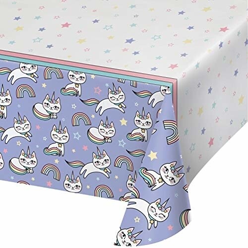 Tablecover - Paper - Sassy Caticorn - 54&quot; x 102&quot; - 1pc