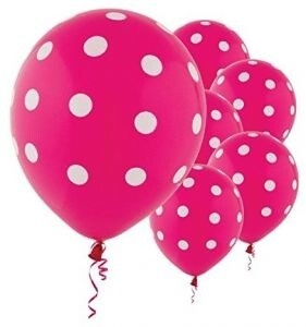 Balloon Latex Polka Dots Pink (6pk)