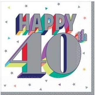Luncheon Napkins-Here&#39;s To 40-16pk-2ply