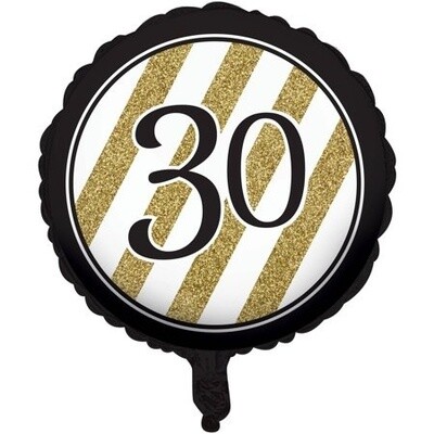 Foil Balloon - Black and gold 30 metallic balloon 18&quot;