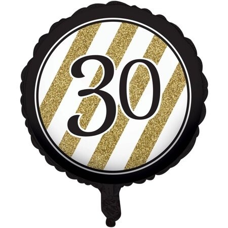 Foil Balloon - Black and gold 30 metallic balloon 18&quot;