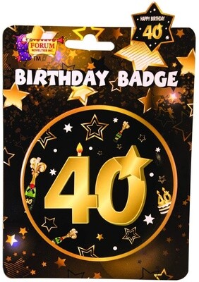 Birthday Badge Button-40th Gold