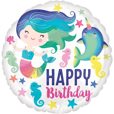 Foil Balloon-Happy Birthday-Mermaid-18&quot;