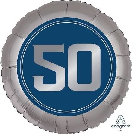 Foil Balloon-18&quot;-Blue Steel-50th Birthday