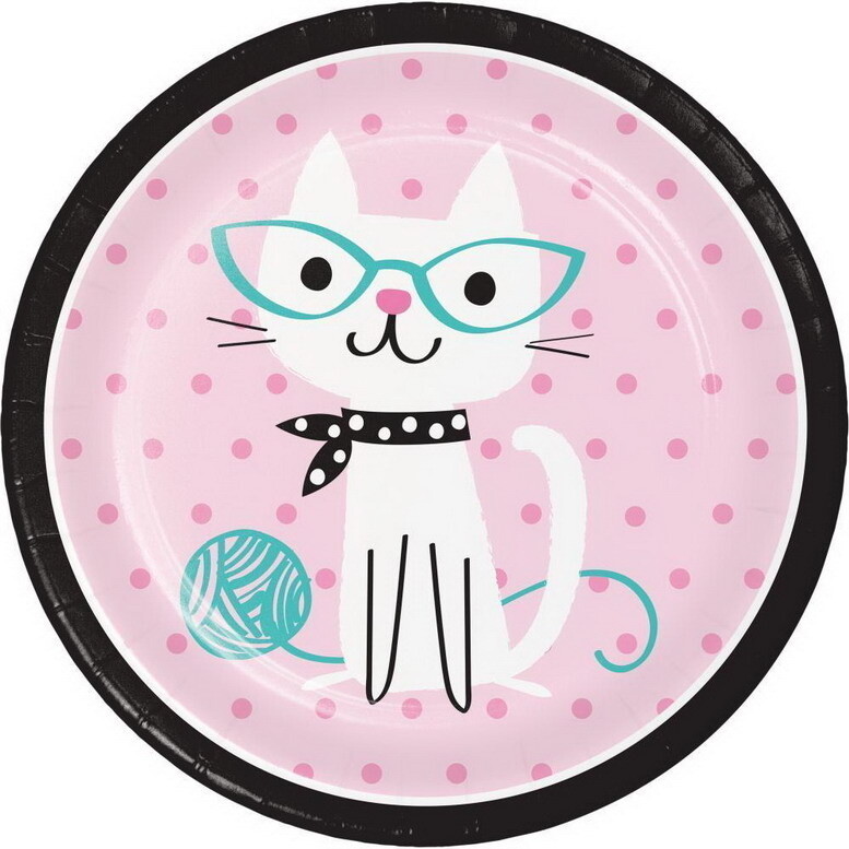 Plates - LN - Purr-Fect Party - 8pkg
