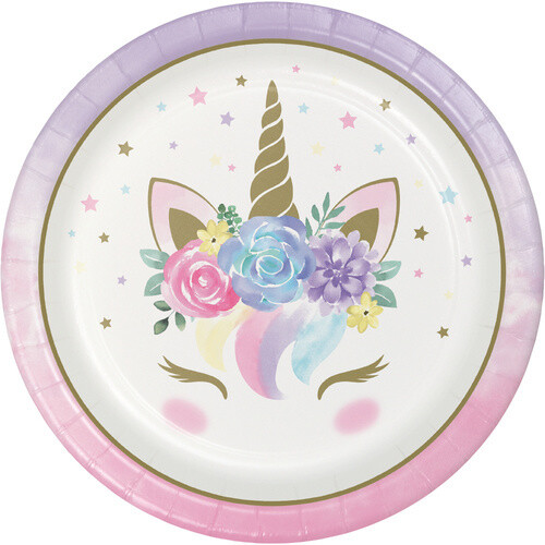 Plates - LN - Unicorn Baby - 9&#39;&#39; - 8pkg