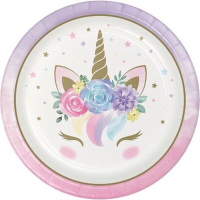 Plates - LN - Unicorn Baby - 9&#39;&#39; - 8pkg