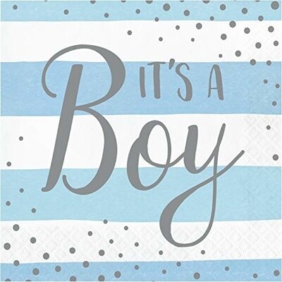 Napkins - It&#39;s A Boy - Boy Blue - 16pkg - 2ply
