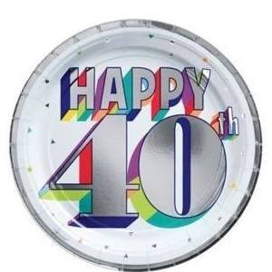 Beverage Paper PLates-Here&#39;s To 40-8pk-7&quot;