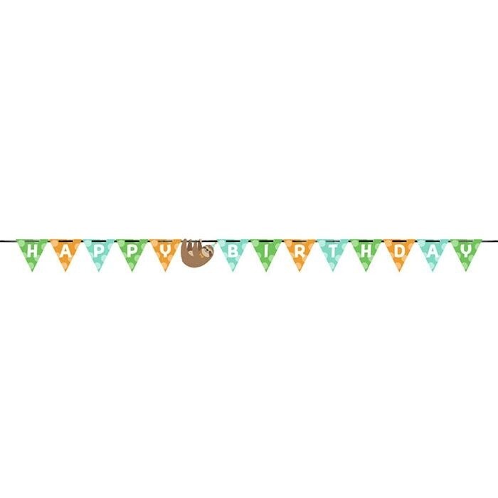 Banner - Sloth Party - 9.2ft x 6&quot; - 1pc