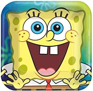 Plates - LN - Spongebob - Square - 8pkg - 7&quot;