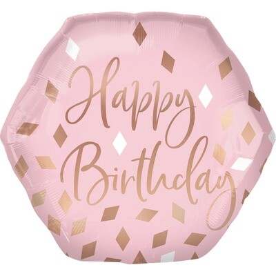 Foil Balloon - HBD Blush - Super Shape - 23&quot;