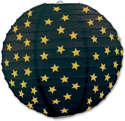 Star Lanterns - Black and Gold - 9.5&quot; - 3pcs