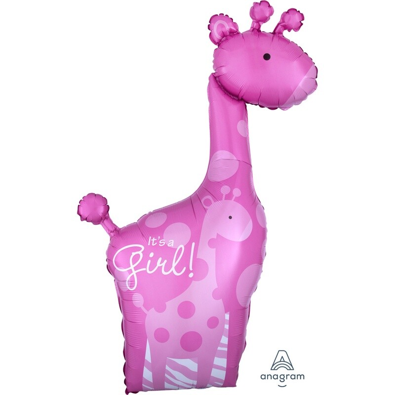 Foil Balloon - Safari Baby Girl Giraffe - Super Shape 42&quot;