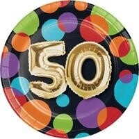 Beverage Paper Plates-50th Balloon Birthday