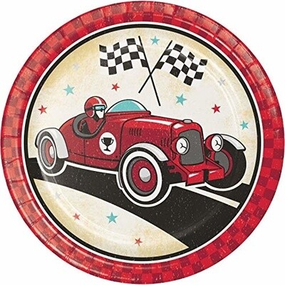 Plates - LN - Vintage Race Car - 7&#39;&#39; - 8pkg