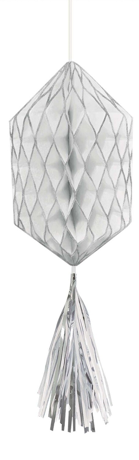 Hanging Decoration-Mini Honeycombs- Glitter Silver