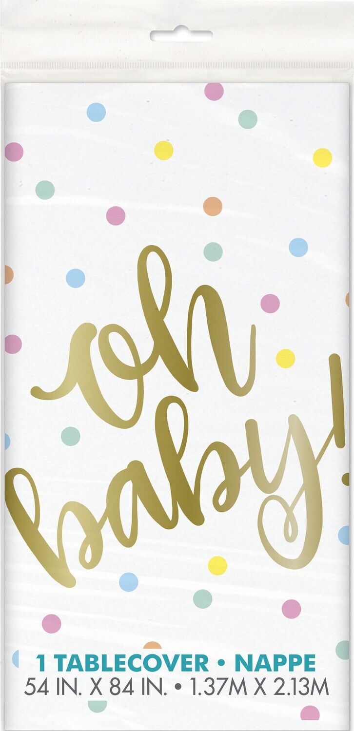 Tablecover-Oh Baby!-Gold-Baby Shower-54&quot; x 84&quot;