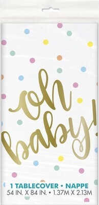 Tablecover-Oh Baby!-Gold-Baby Shower-54&quot; x 84&quot;