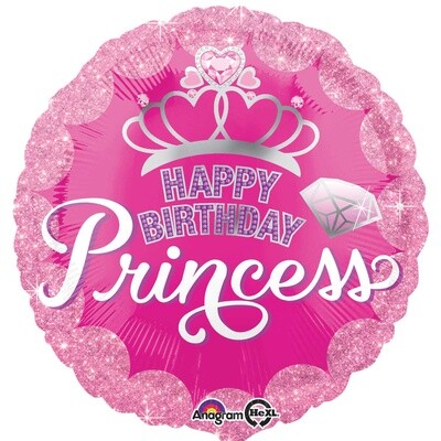 Foil Balloon - Princess Crown &amp; Gem HBD - 17&#39;&#39;