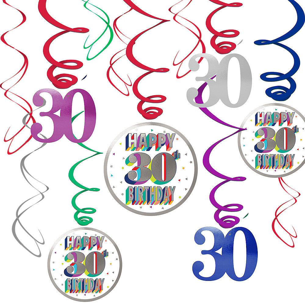 Swirl Decorations-Happy 30th Birthday-12pcs