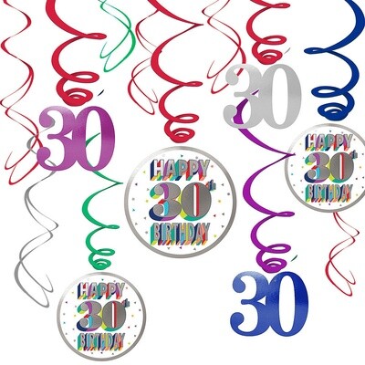 Swirl Decorations-Happy 30th Birthday-12pcs