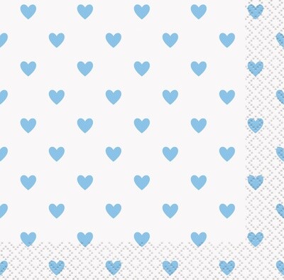 Beverage Napkins-Blue Hearts Baby Shower-16pk-2ply