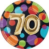 Beverage Paper Plates-70th Balloon Birthday-8pk-7&quot;