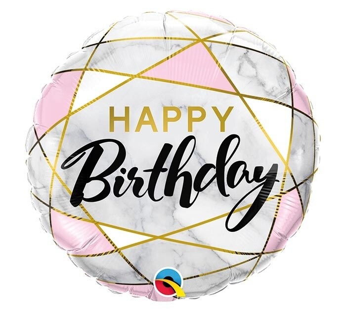 Foil Balloon - Birthday Marble Rectangles -18&quot;