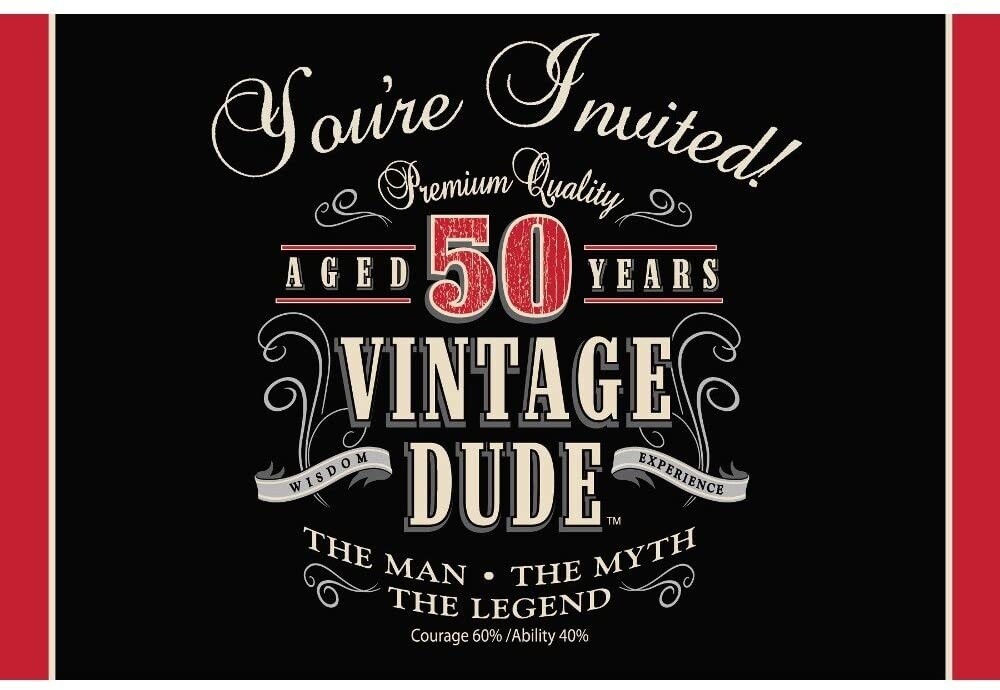 Invitations-50 Vintage Dude-8pk