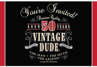 Invitations-50 Vintage Dude-8pk