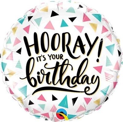 Foil Ballon-18"-Hooray Birthday Pastel