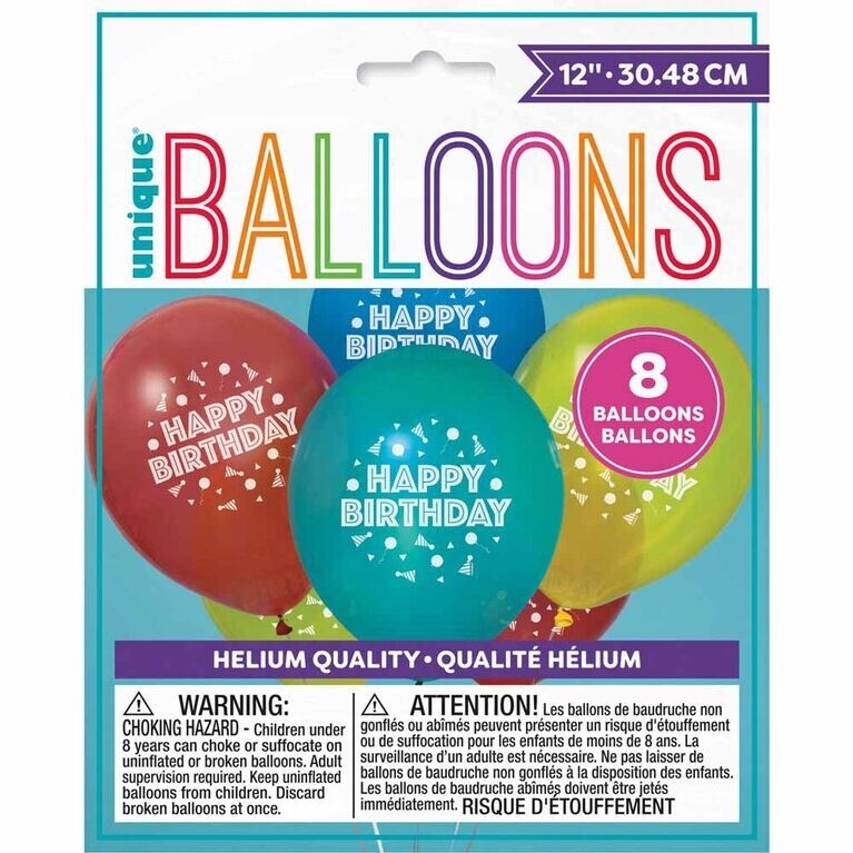 Latex Balloons - HB - 12&quot; - 8pk