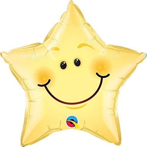 Foil Balloon - Smiley Face Star - 20&quot;