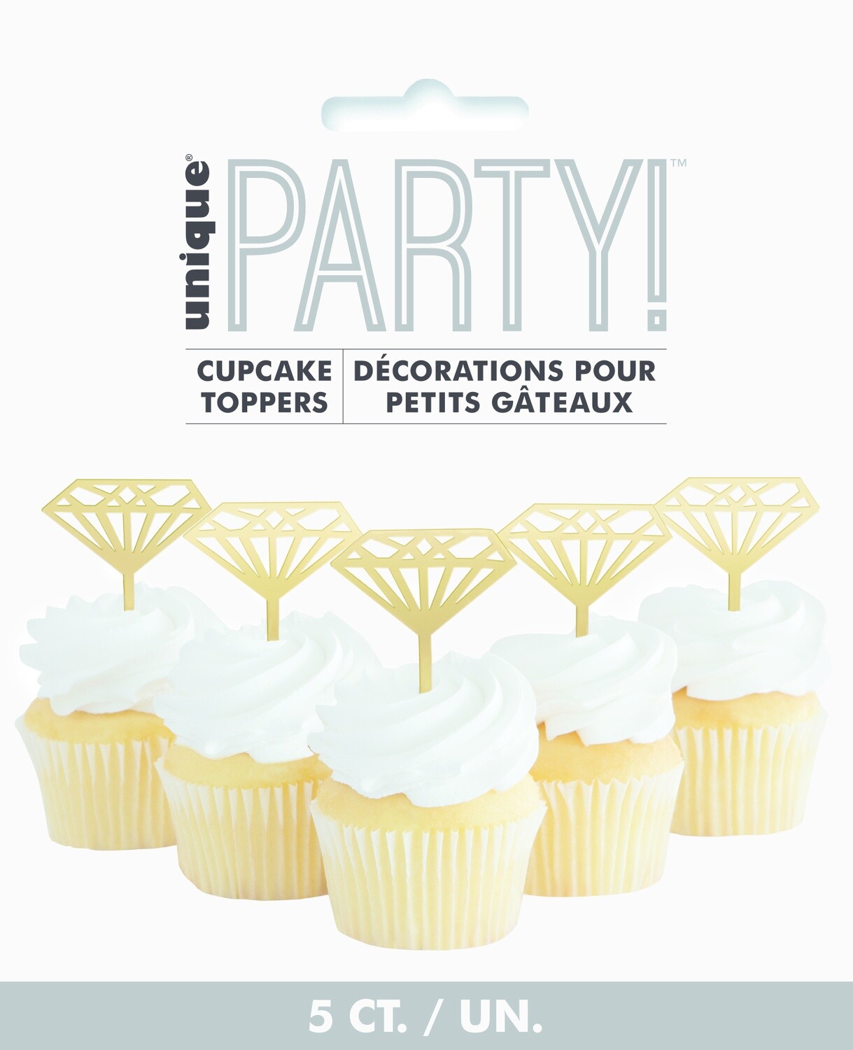 Cupcake Toppers-Gold-Diamond-5pk